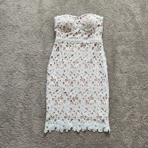 Lulus White Lace Strapless Dress